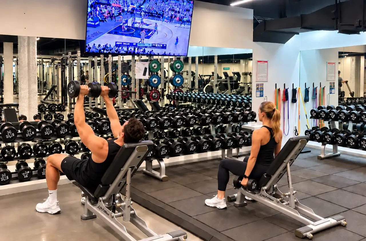 Additional free weights section at Sorrento Gym - Extended weight training equipment and rack systems