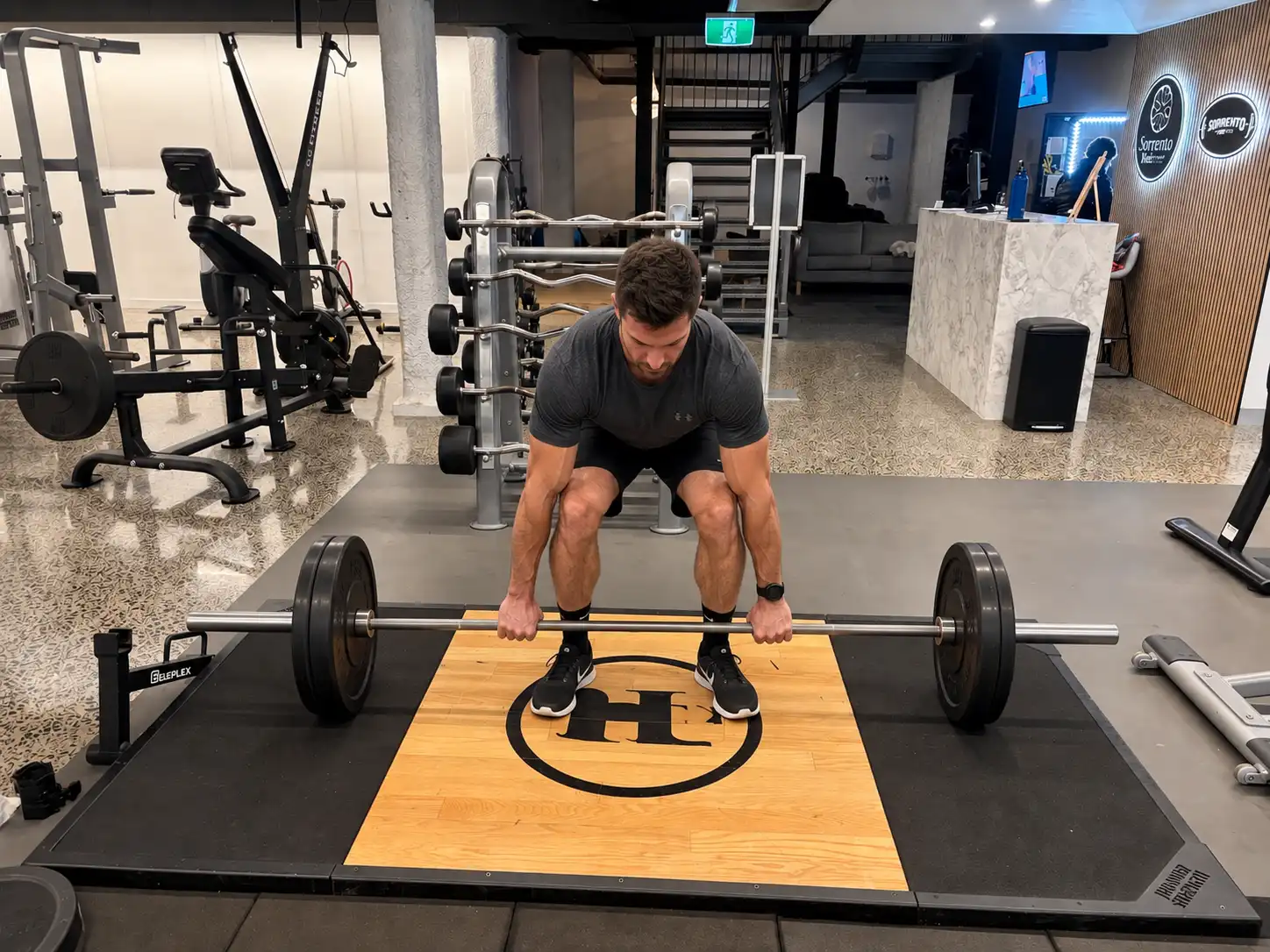 Strength training and lifting area at Sorrento Gym - Premium Olympic lifting platforms and equipment