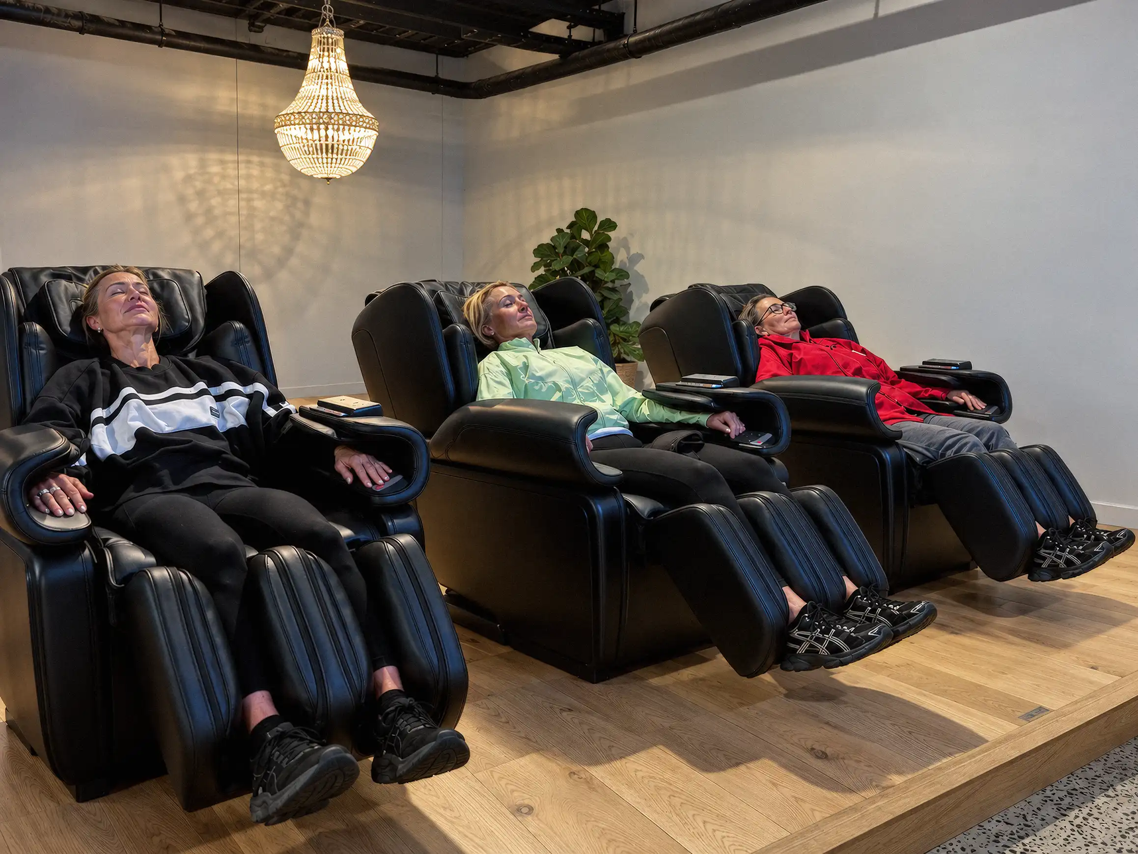 Massage chairs at Sorrento Gym - Premium recovery and relaxation amenities for post-workout recovery